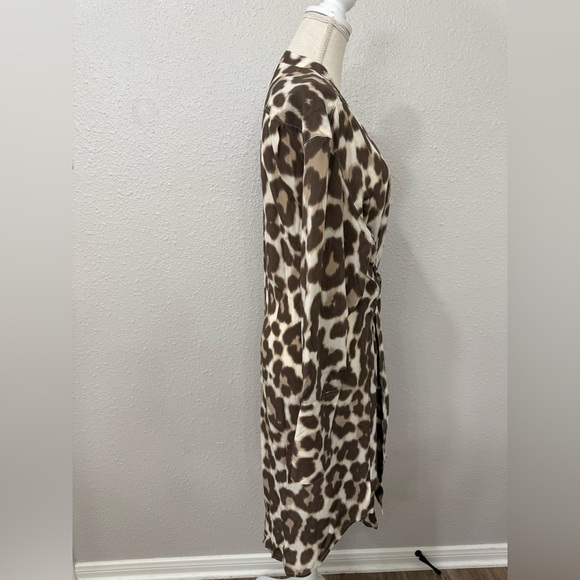 J.Crew Tie-front Silk Shirtdress In Dusty Leopard Size 14-16 - Picture 5 of 12